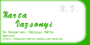marta vazsonyi business card