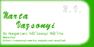 marta vazsonyi business card